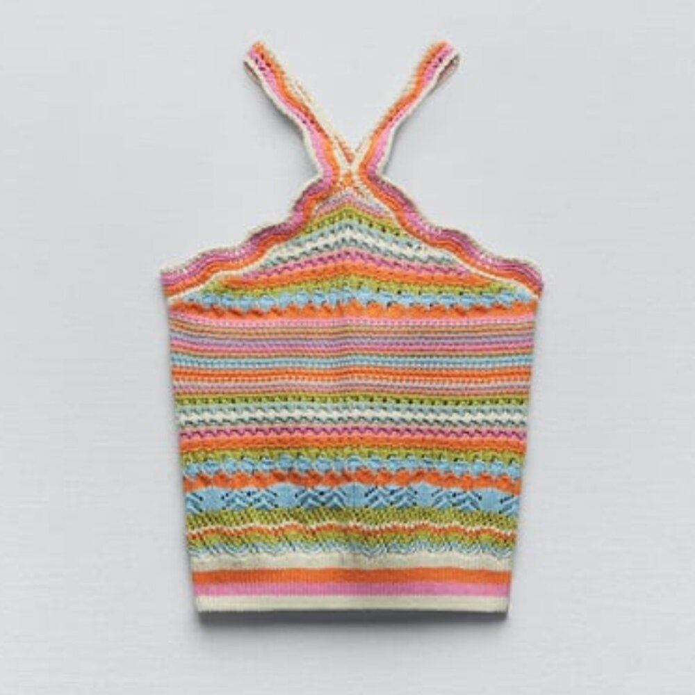 ZARA HALTER KNIT TOP Multicolored